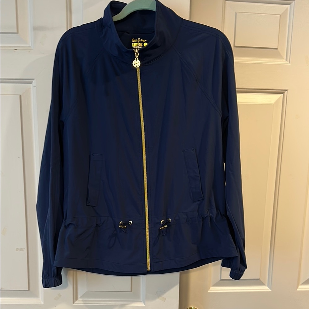 Lilly Pulitzer Lightweight Blue Luxletic Jacket with Fitted Silhouette